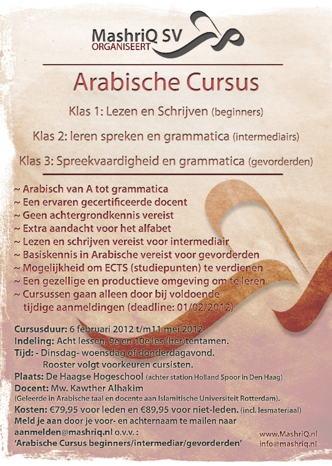 Arabische Cursus 2012 - Editie 1