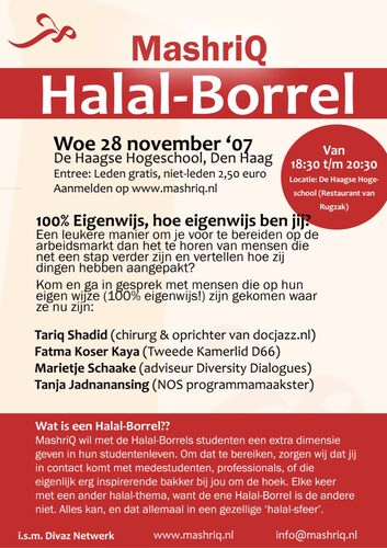 Halal Borrel #1 — 100% Eigenwijs (poster)